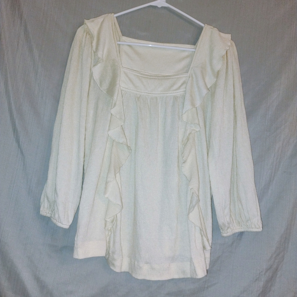 Cream Ruffled Women's Top